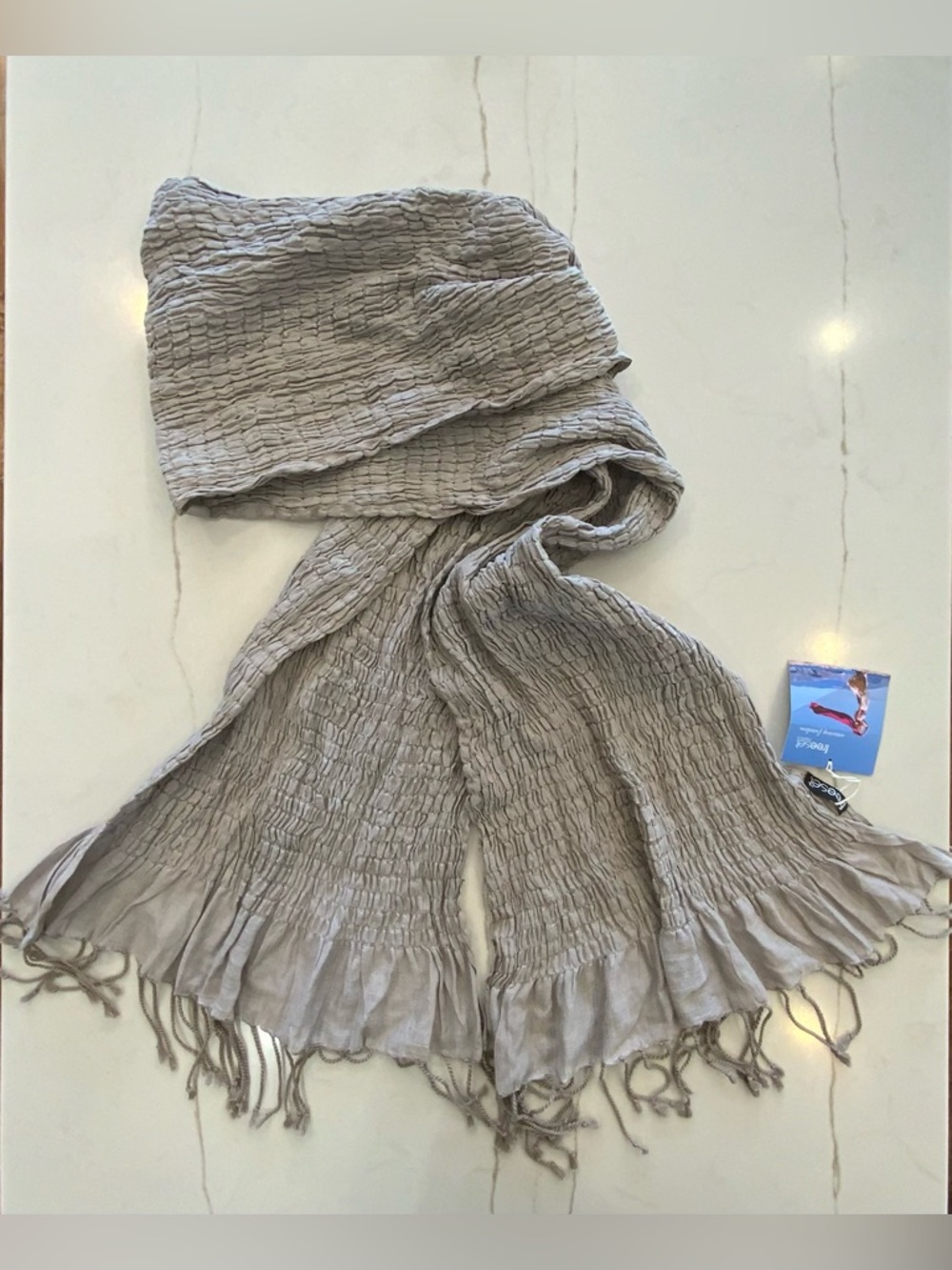 FREESET Light Taupe Textured Fringe Scarf